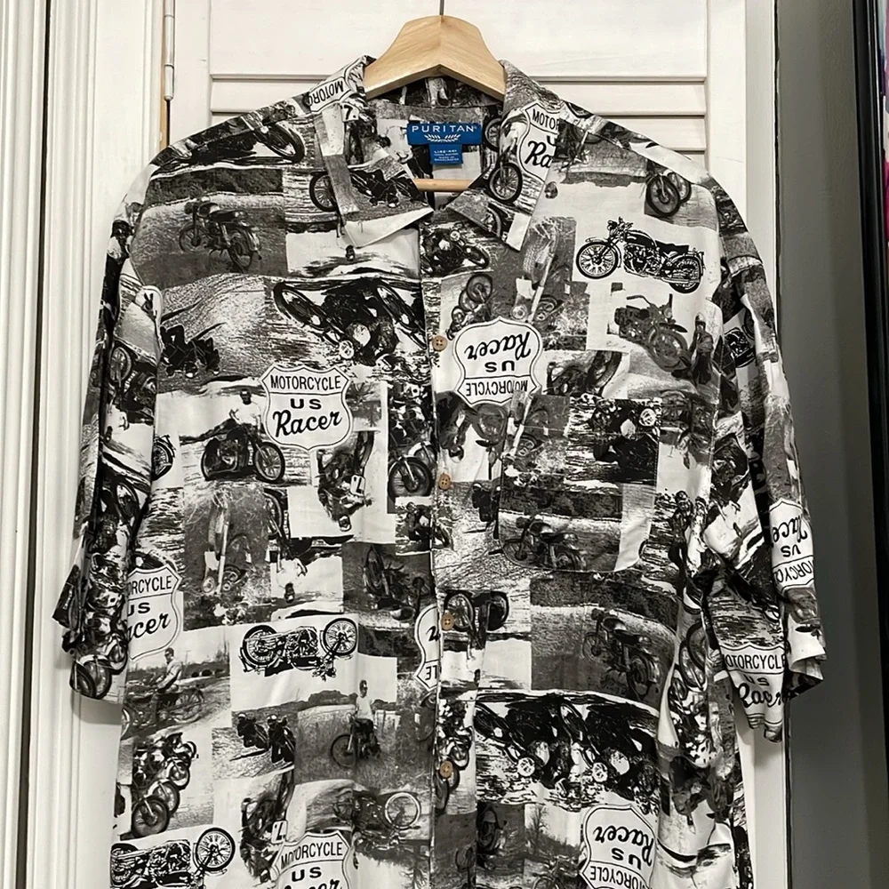 Puritan Motorcycle Short Sleeve Button Down Shirt - Picture 2 of 9